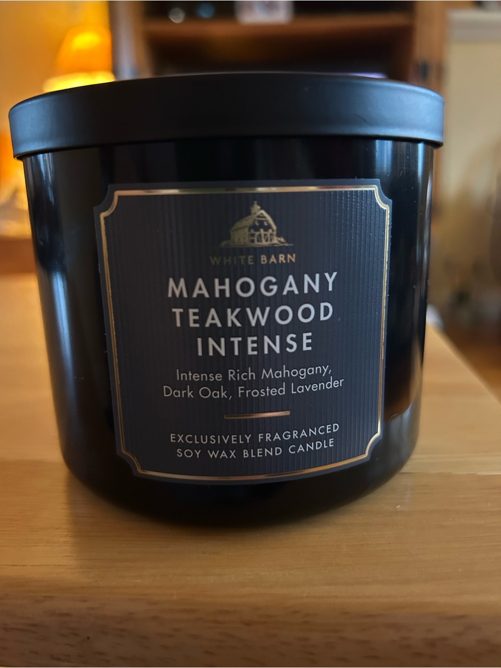 NEW unused White Barn Mahogany Teakwood Intense 3 wick candle